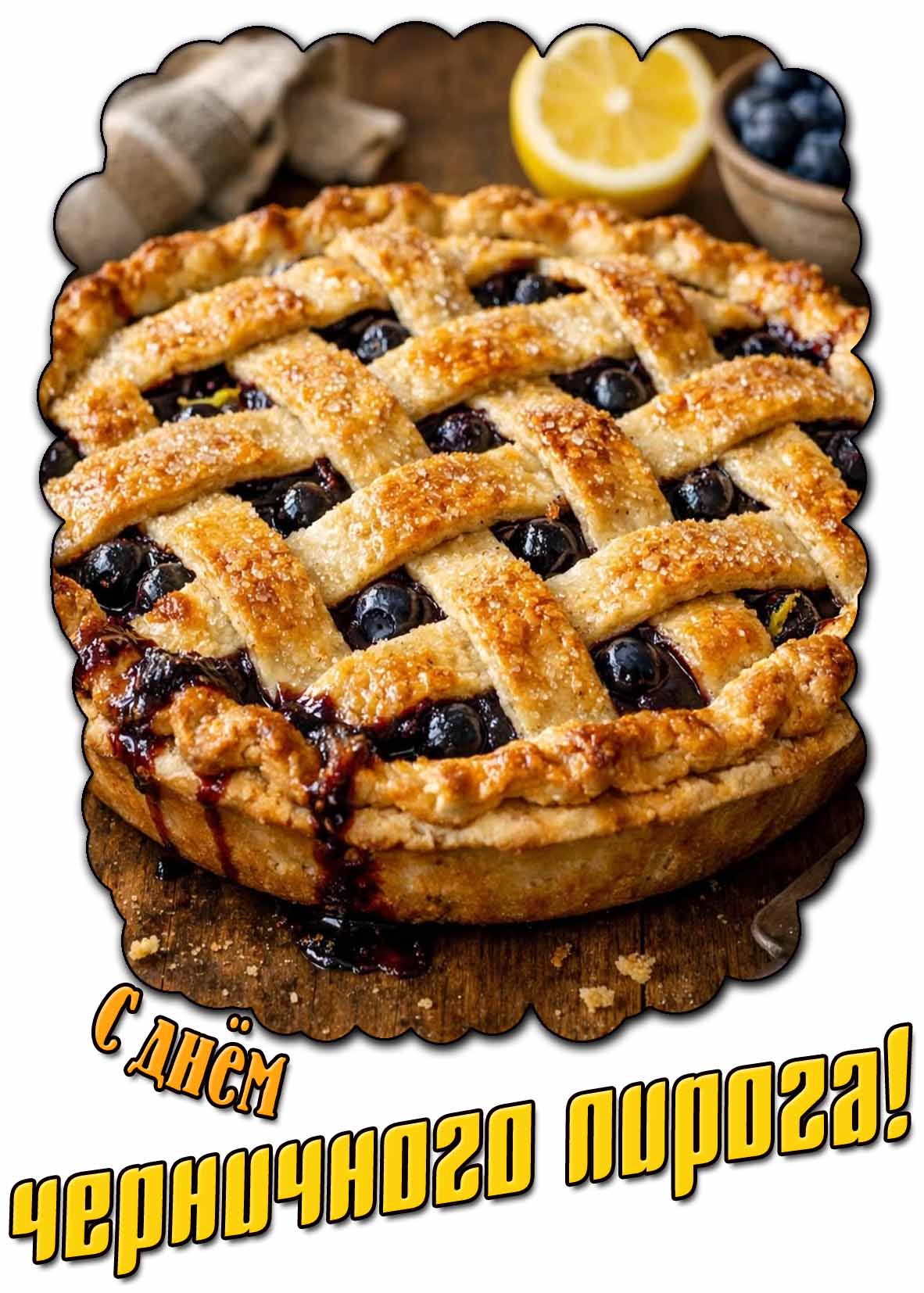 Картинка с днём черничного пирога