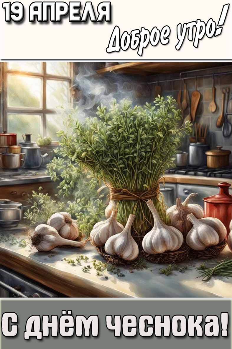 Картинка "19 апреля доброе утро! С днём чеснока!"