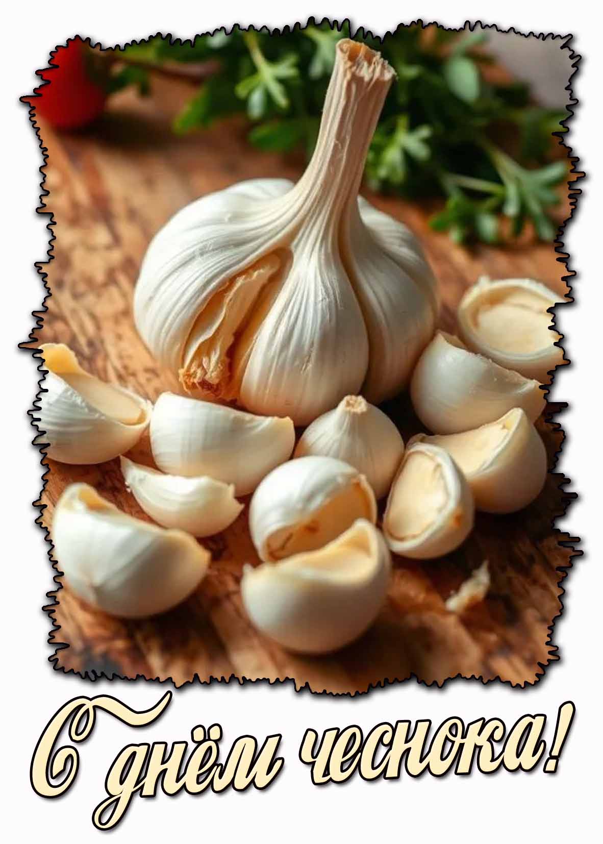 Красивая открытка с днём чеснока