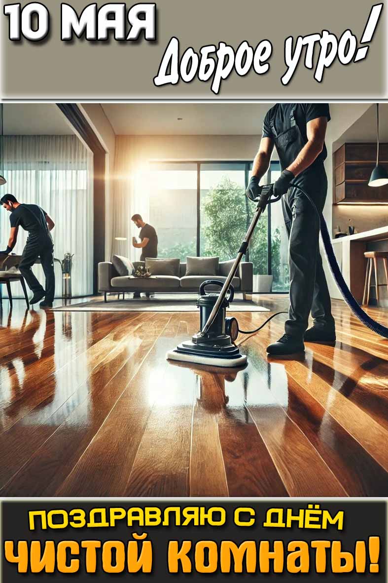 Картинка "10 мая доброе утро! Поздравляю с днём чистой комнаты!"