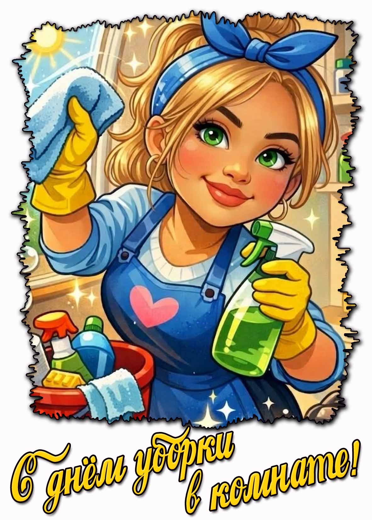 Красивая картинка с днём уборки в комнате