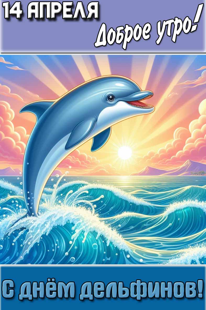 Картинка "14 апреля доброе утро! С днём дельфинов!"