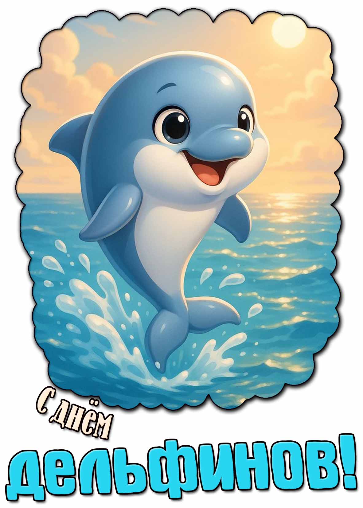Прикольная открытка с днём дельфинов