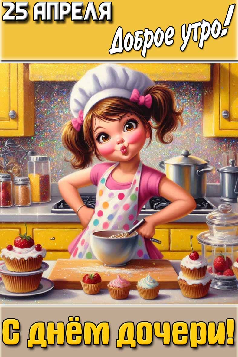 Прикольная открытка "25 апреля доброе утро! С днём дочери!"