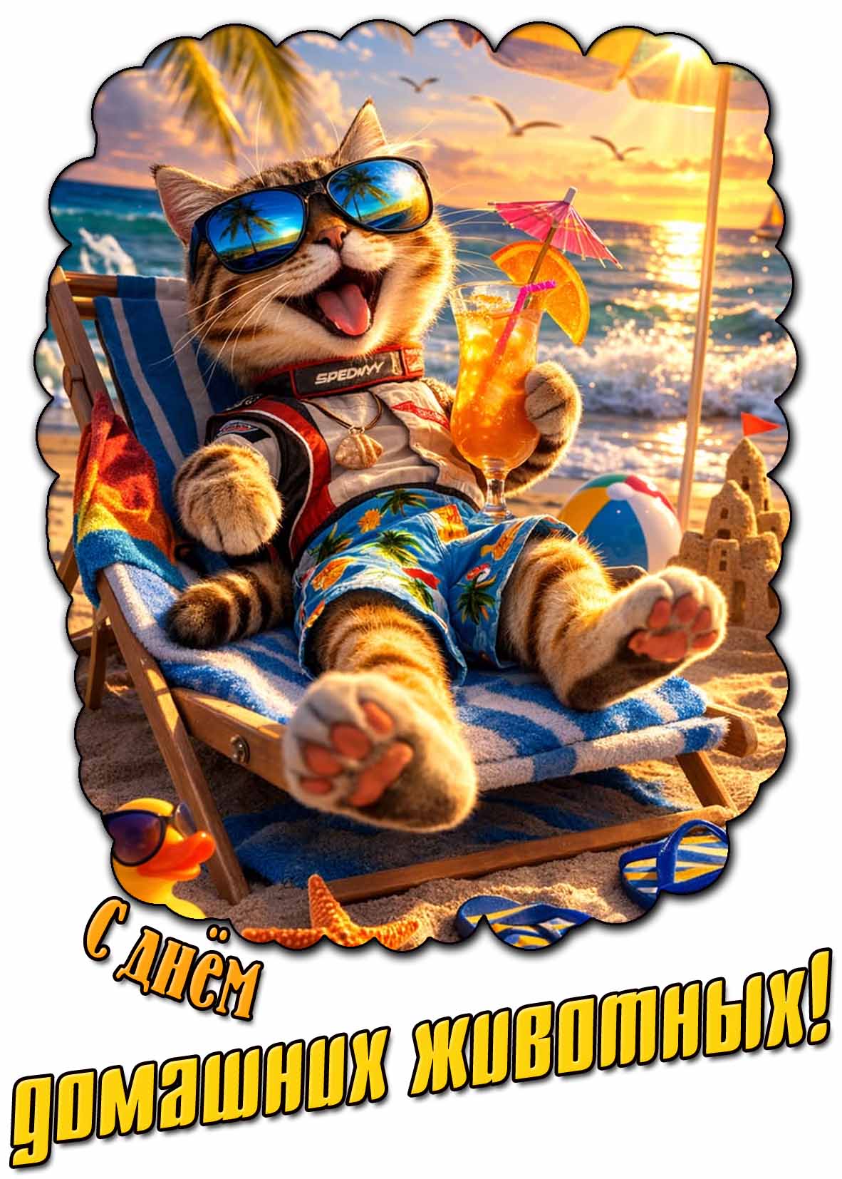 Прикольная и позитивная открытка с днём домашних животных