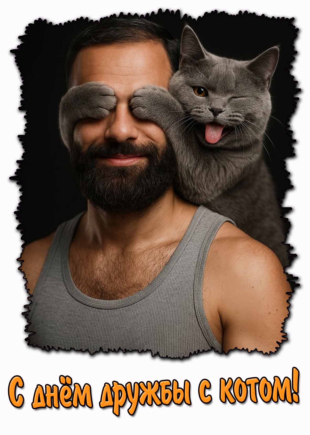 С днём дружбы с котом! - картинка для мужчины