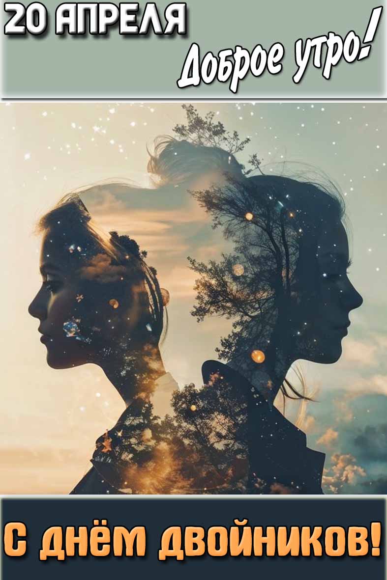 Картинка "20 апреля доброе утро! С днём двойников!"