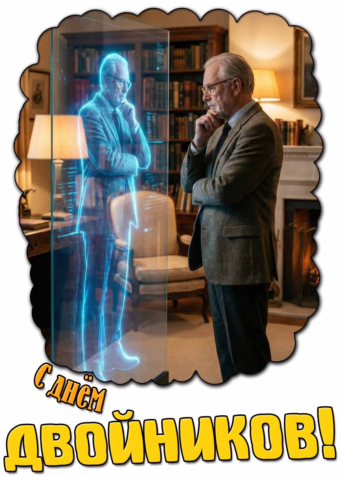 Прикольная открытка с днём двойников