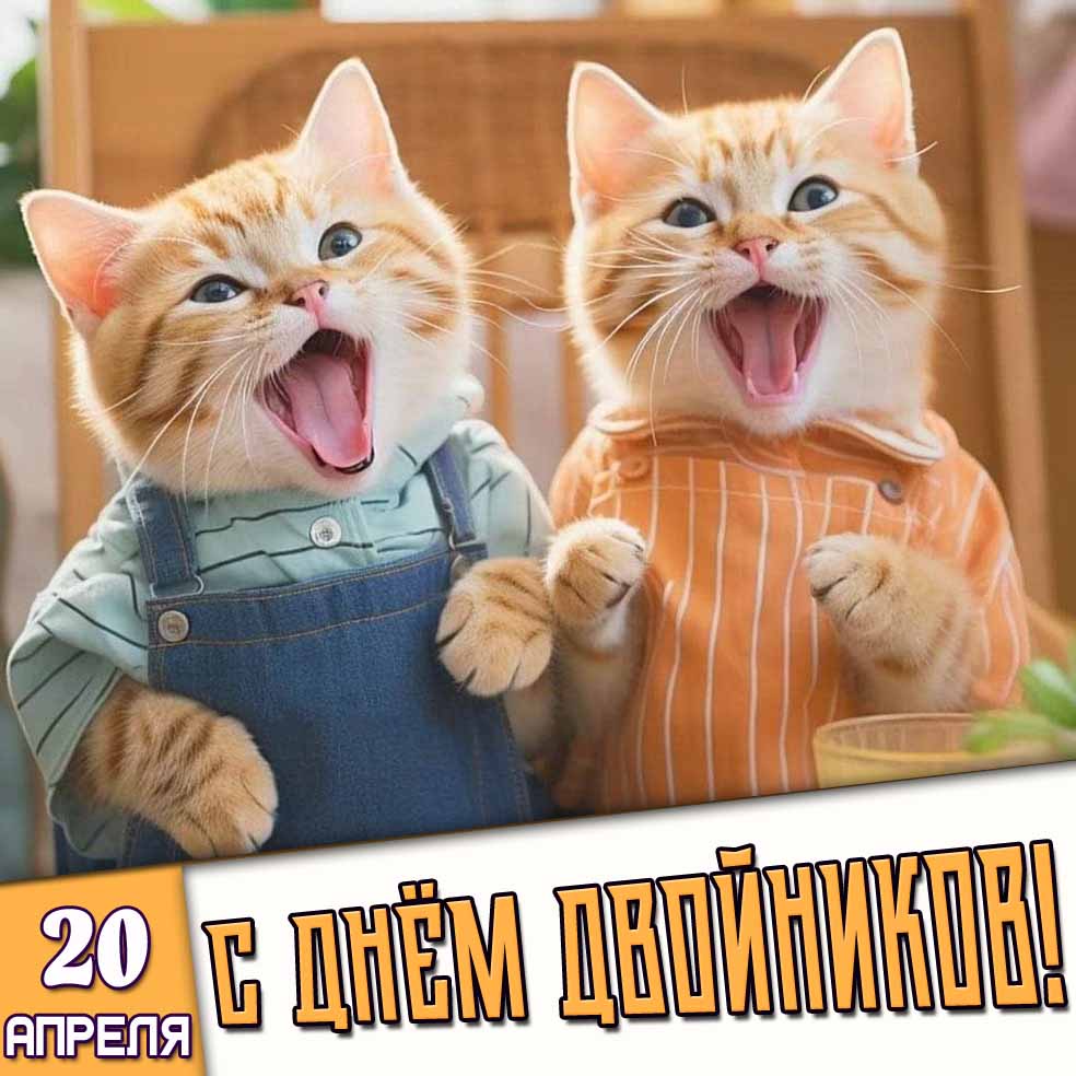 Прикольная открытка 20 апреля - с днём двойников!
