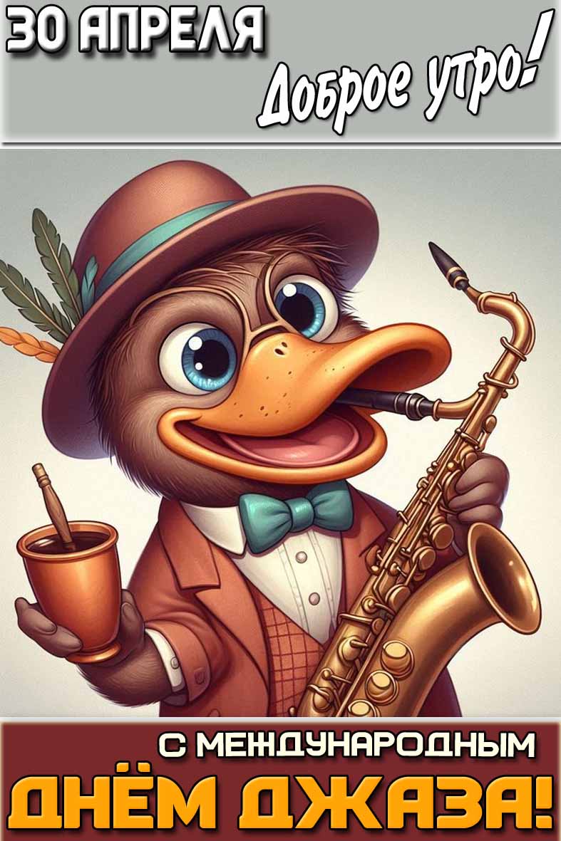 Открытка "30 апреля доброе утро! С Международным днём джаза!"