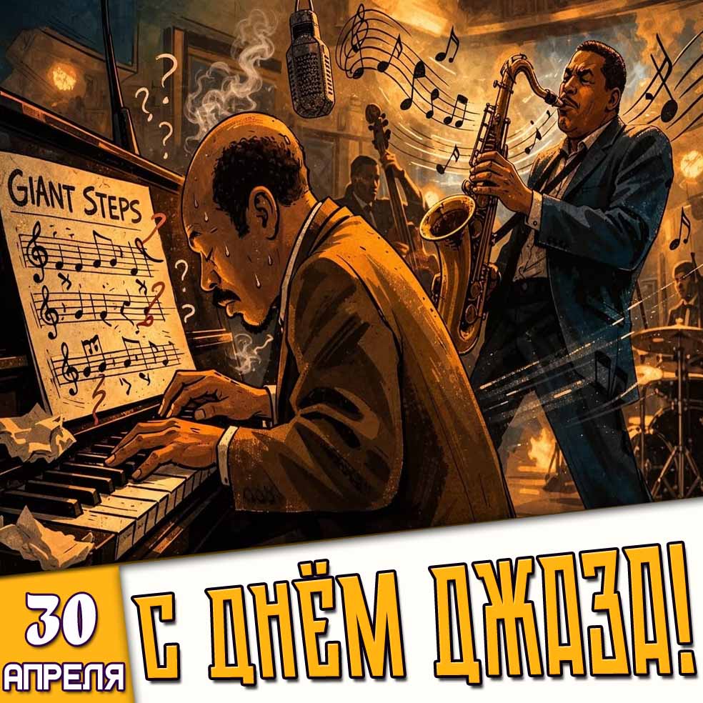 Открытка 30 апреля - с днём джаза!