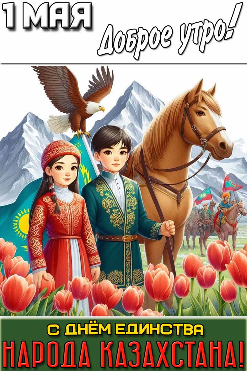 Картинка "1 мая доброе утро! С днём единства народа Казахстана!"