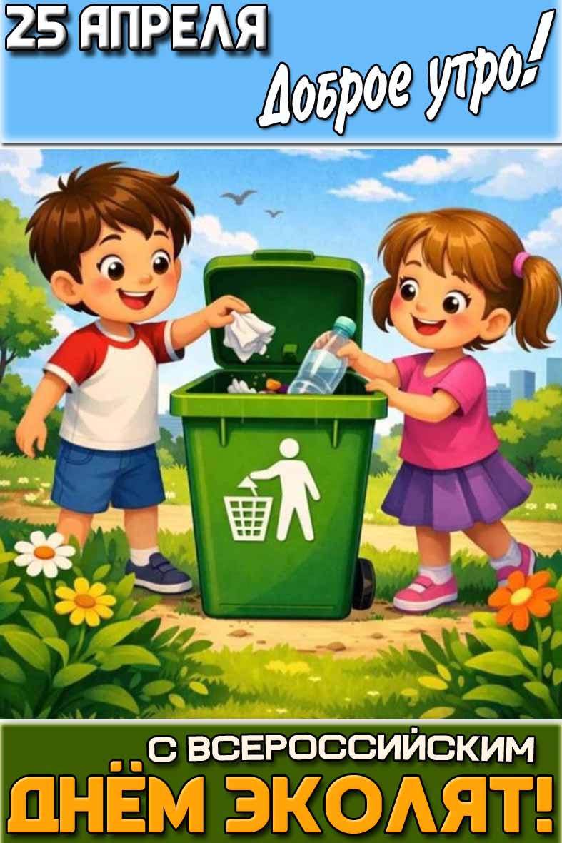 Открытка "25 апреля доброе утро! С Всероссийским днём эколят!"