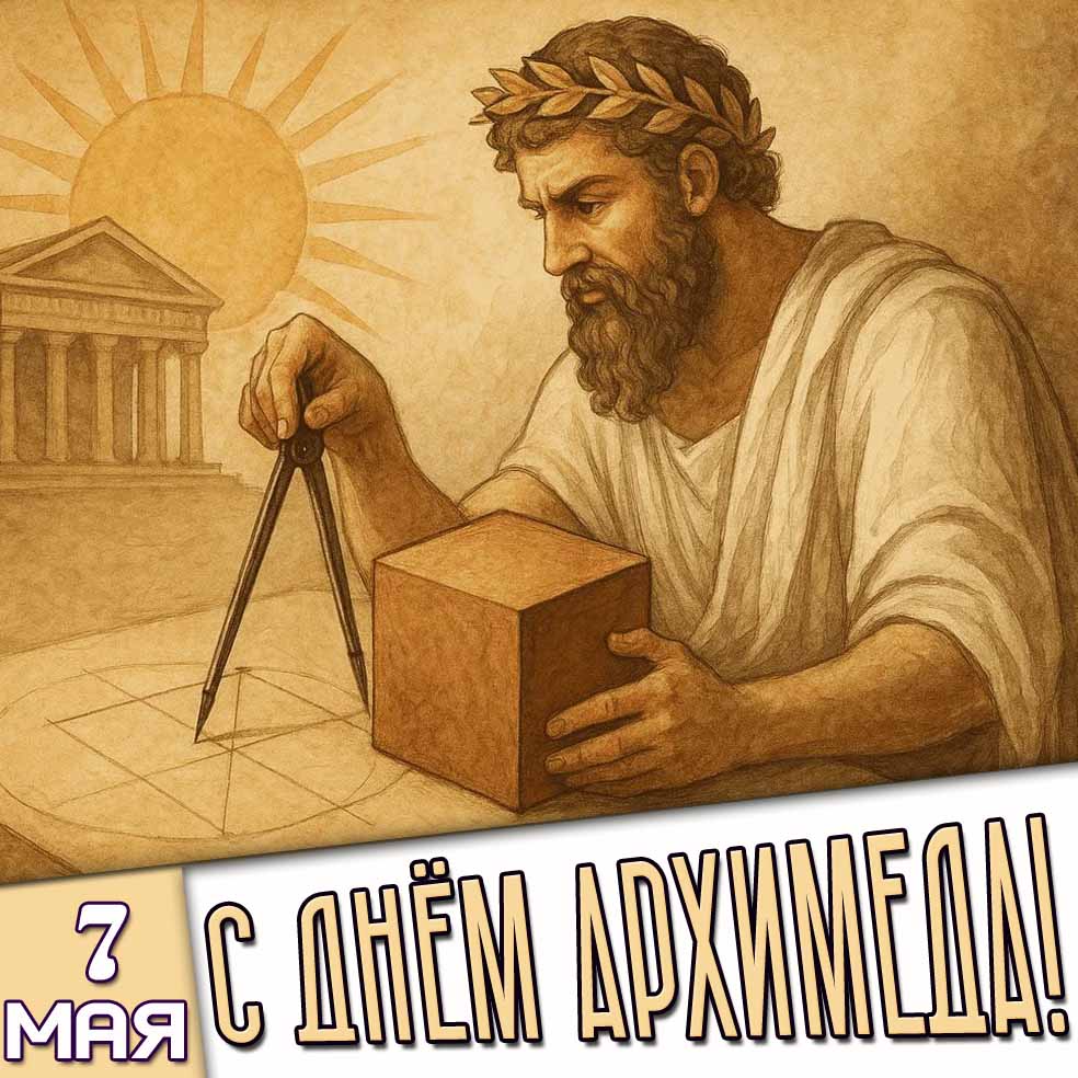 Открытка 7 мая - с днём Архимеда!