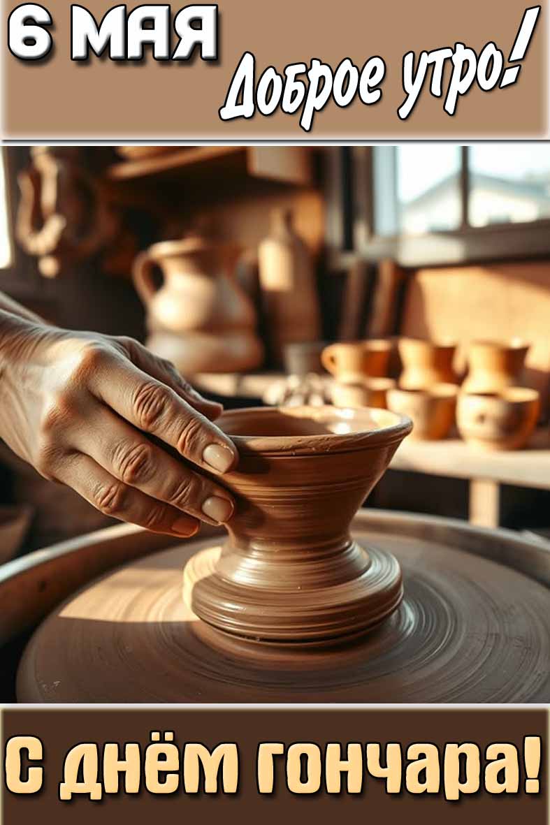Открытка "6 мая доброе утро! С днём гончара!"