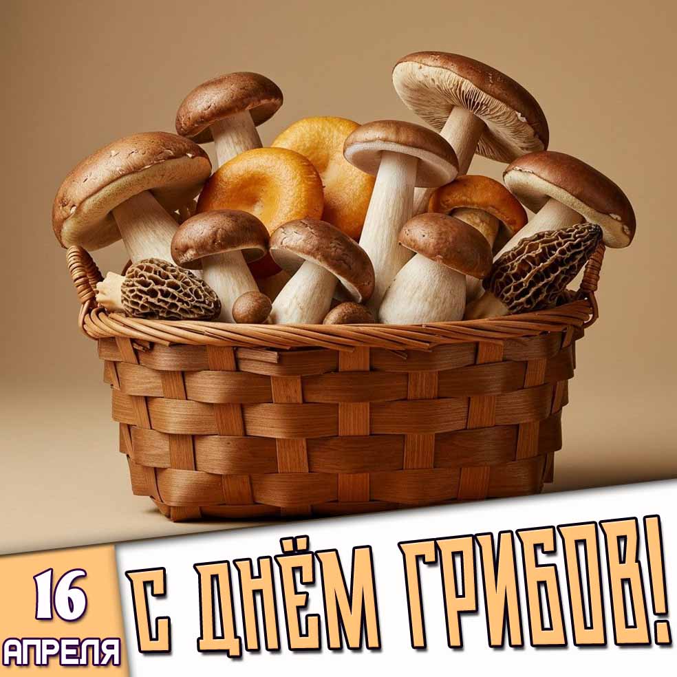 Картинка 16 апреля - с днём грибов!