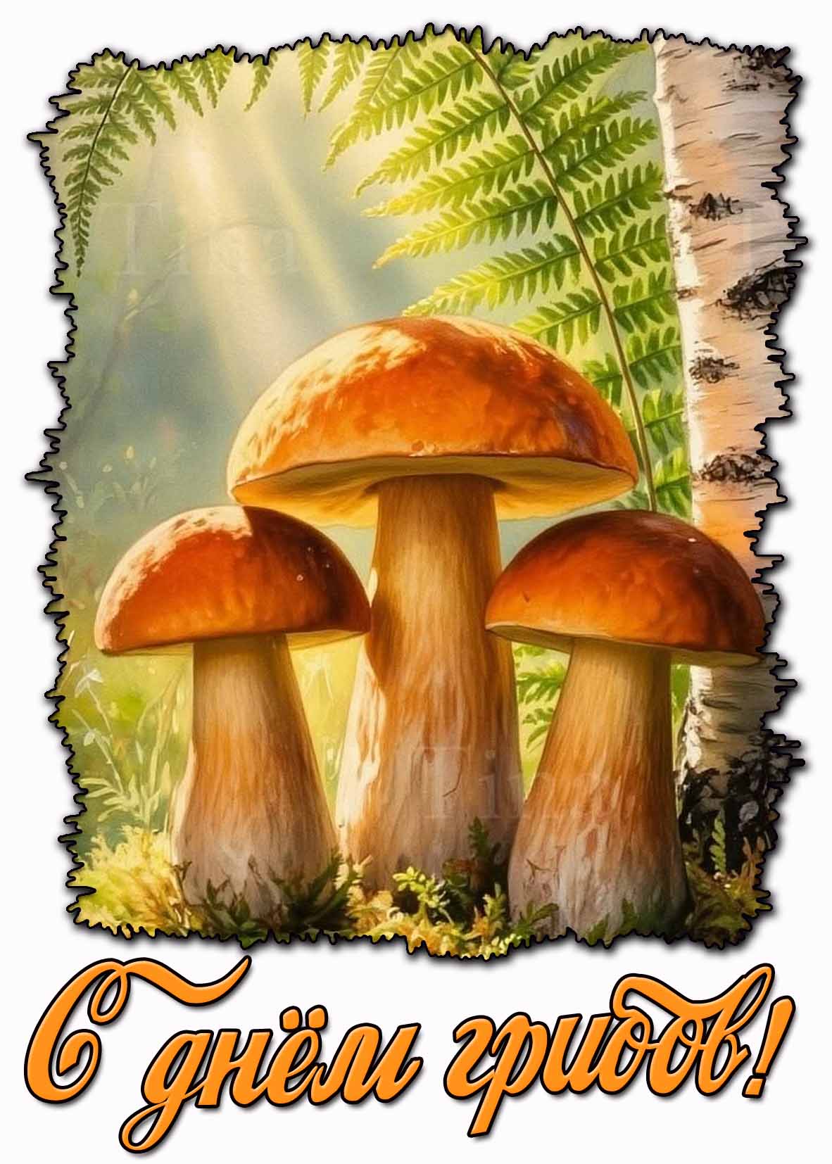 С днём грибов! - красивая открытка