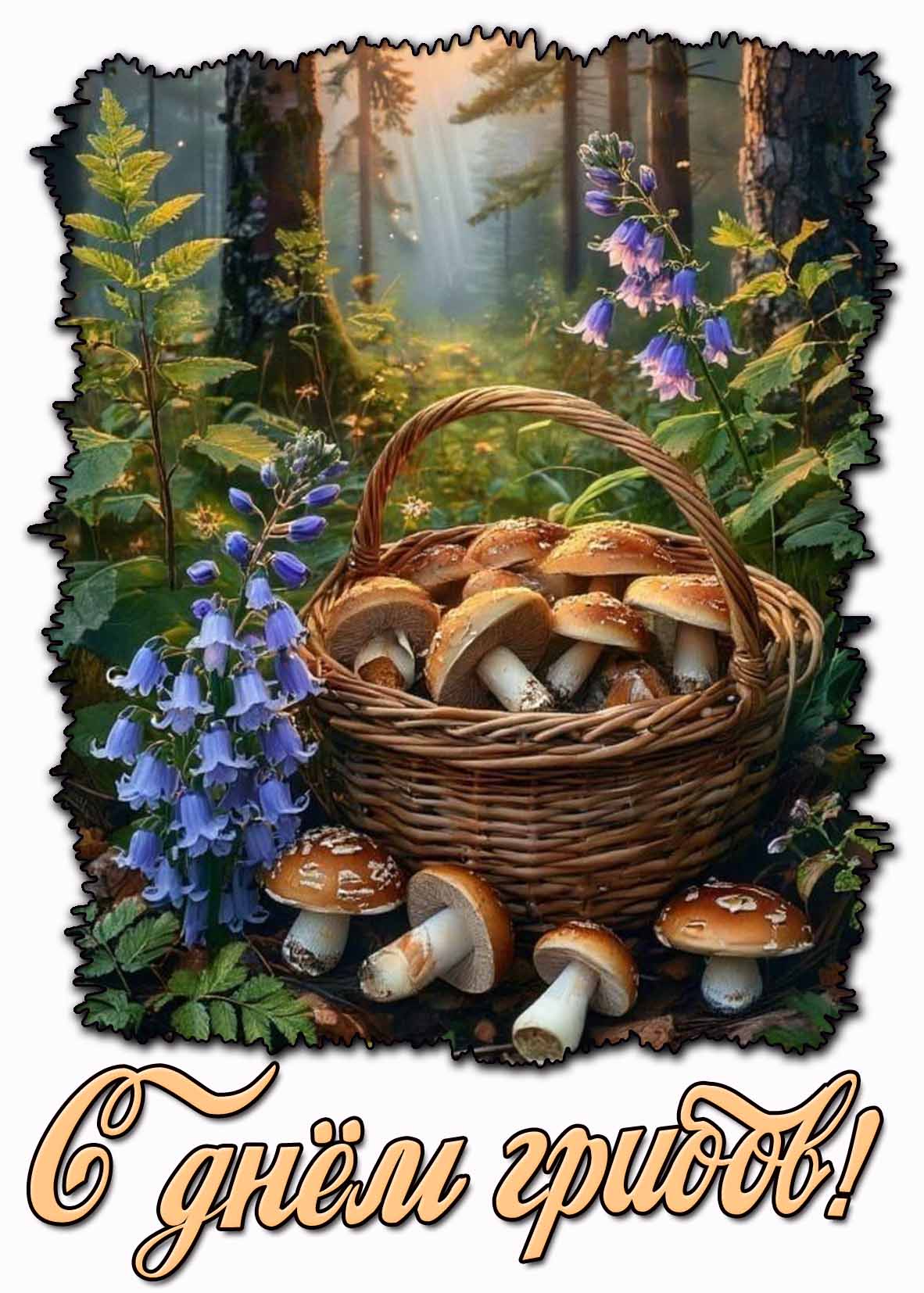Весенняя открытка с днём грибов