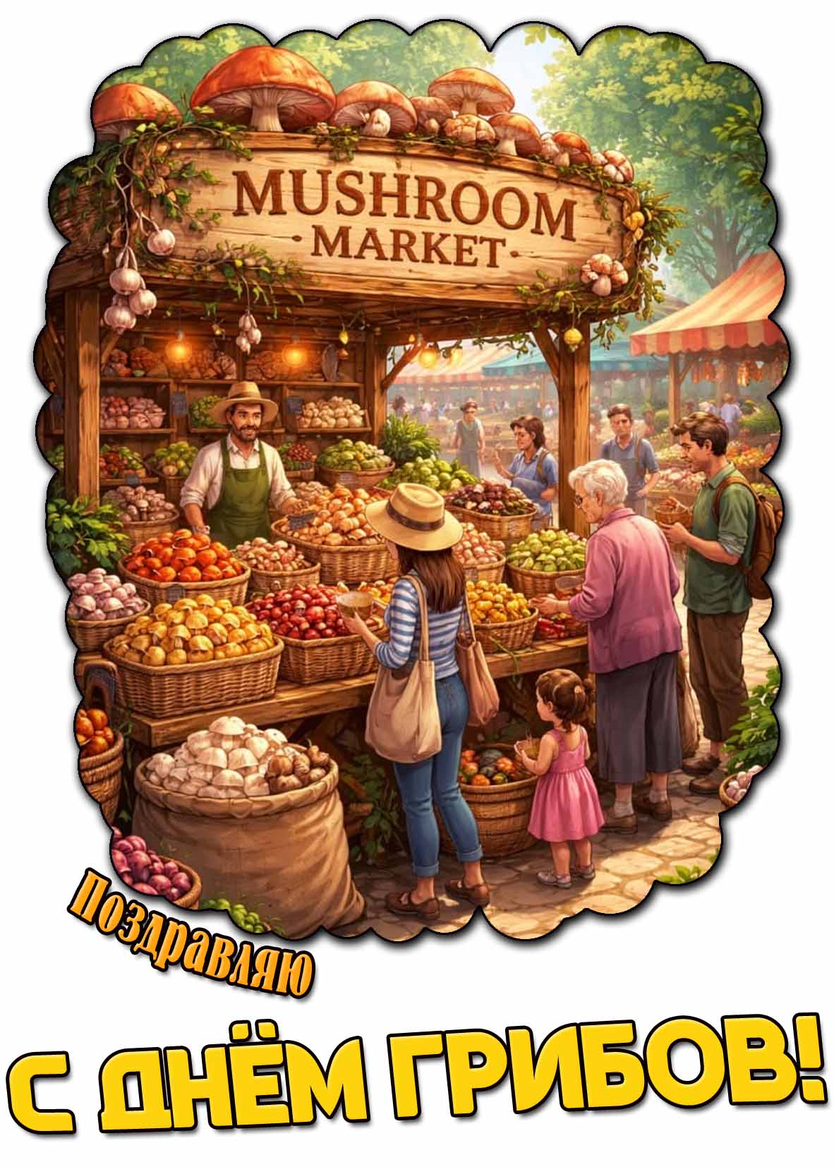 Креативная картинка "Поздравляю с днём грибов!"