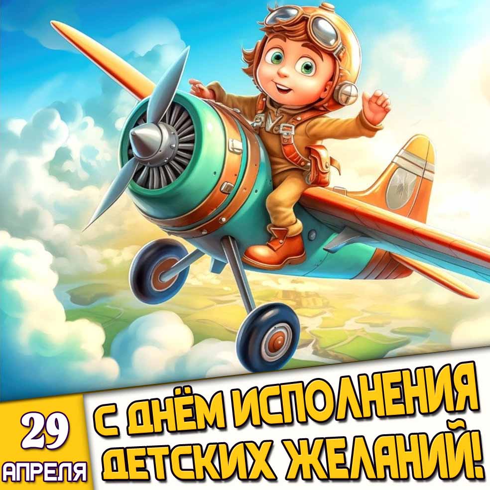 Картинка 29 апреля - с днём исполнения детских желаний!