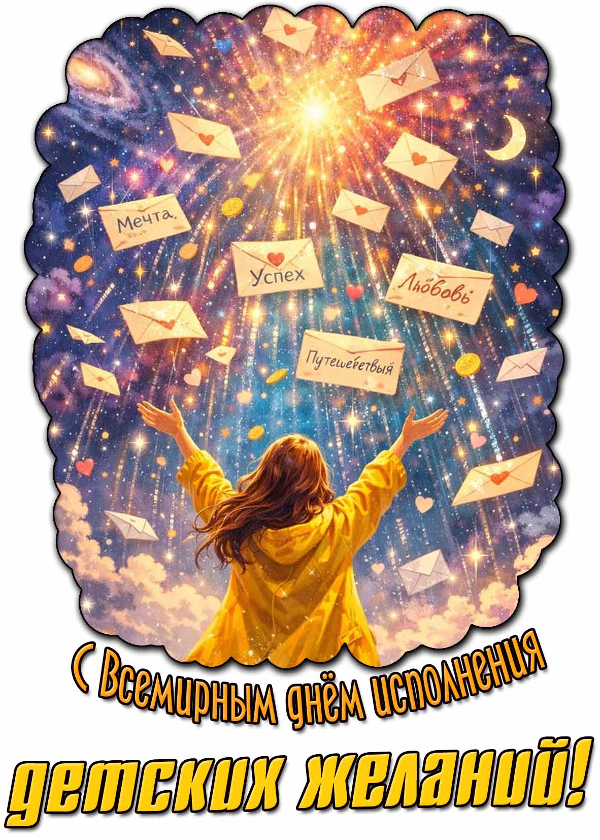 Открытка с Всемирным днём исполнения детских желаний