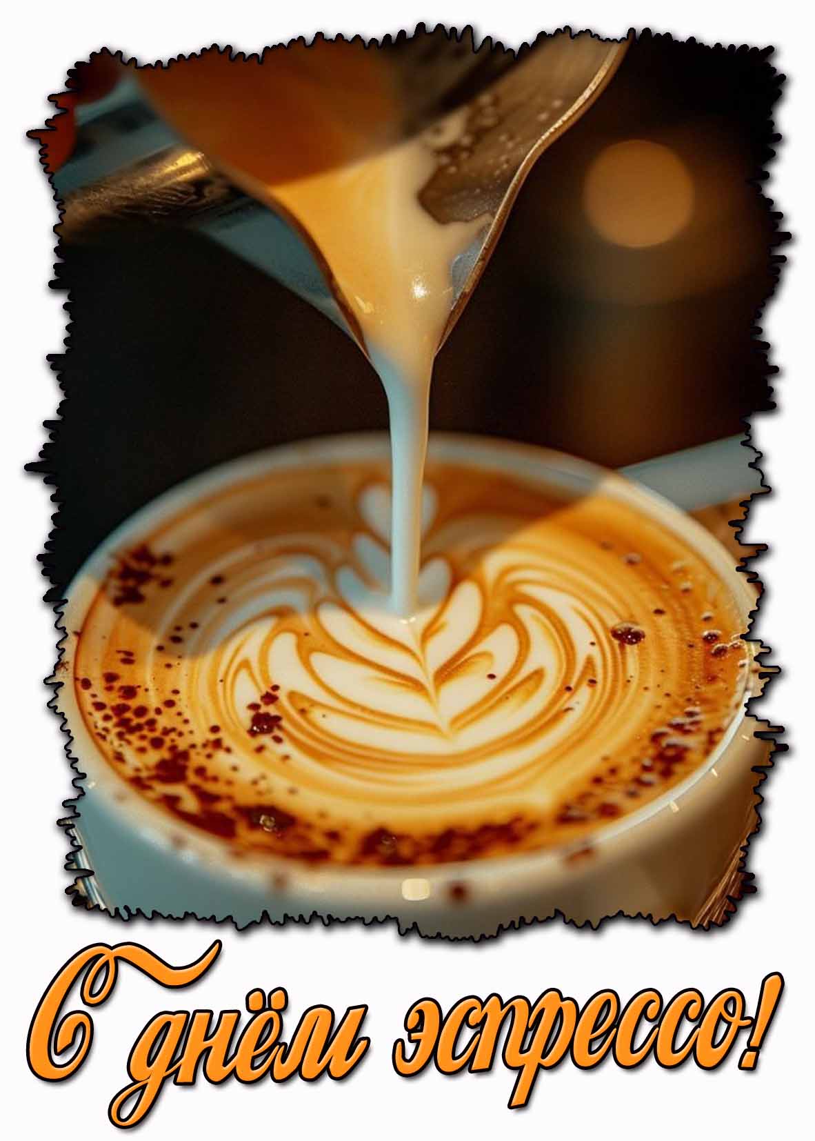 С днём эспрессо! - красивая открытка