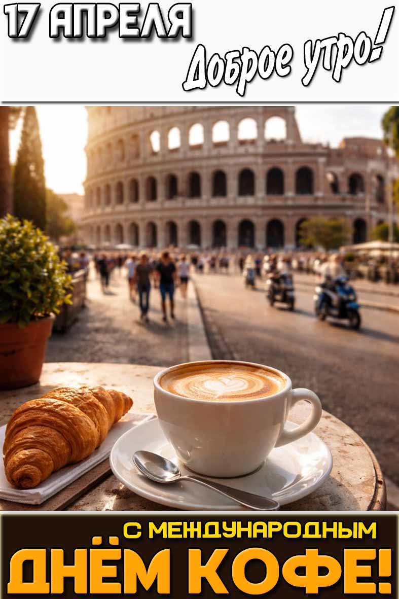 Картинка "17 апреля доброе утро! С Международным днём кофе!"