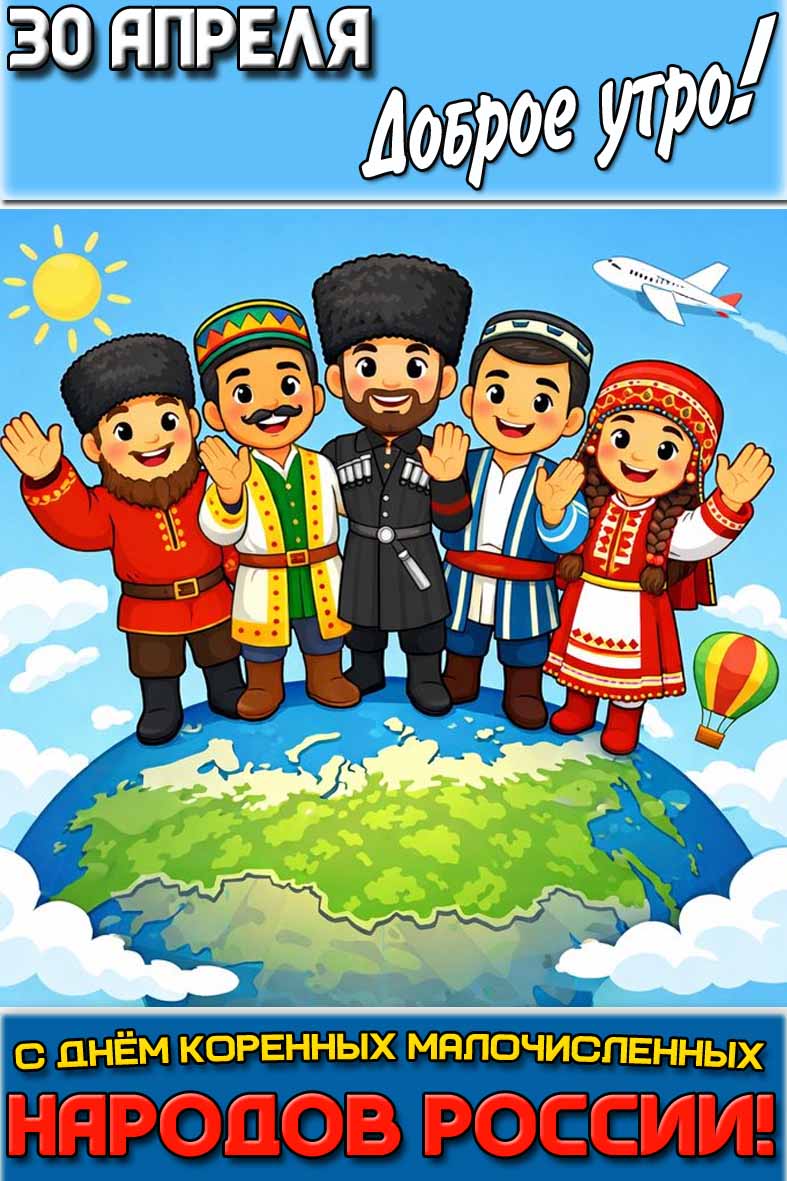 Открытка "30 апреля доброе утро! С днём коренных малочисленных народов России!"