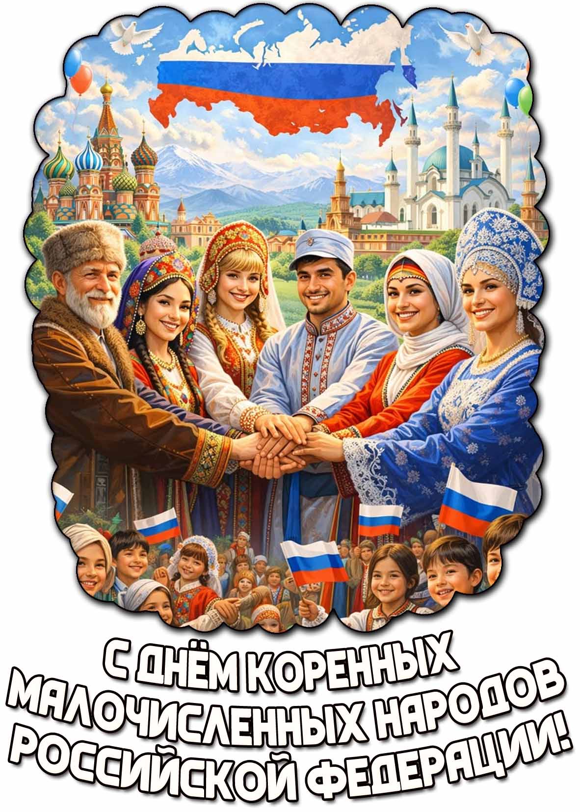 С днём коренных малочисленных народов Российской Федерации! - красивая открытка