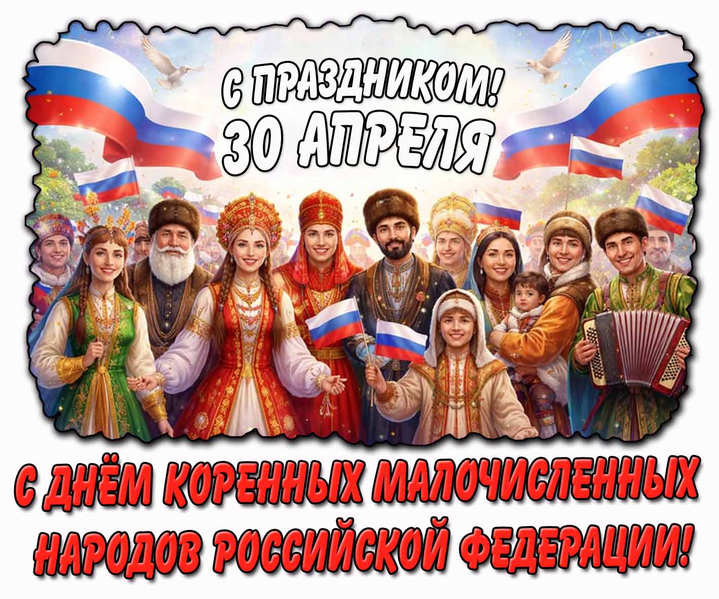 Открытка "С днём коренных малочисленных народов Российской Федерации! С праздником!" - 30 апреля