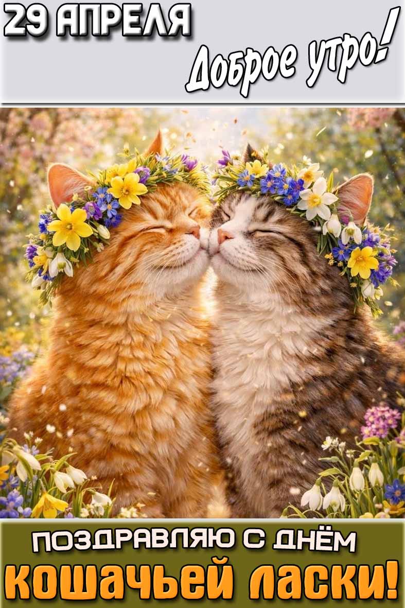 Картинка "29 апреля доброе утро! Поздравляю с днём кошачьей ласки!"