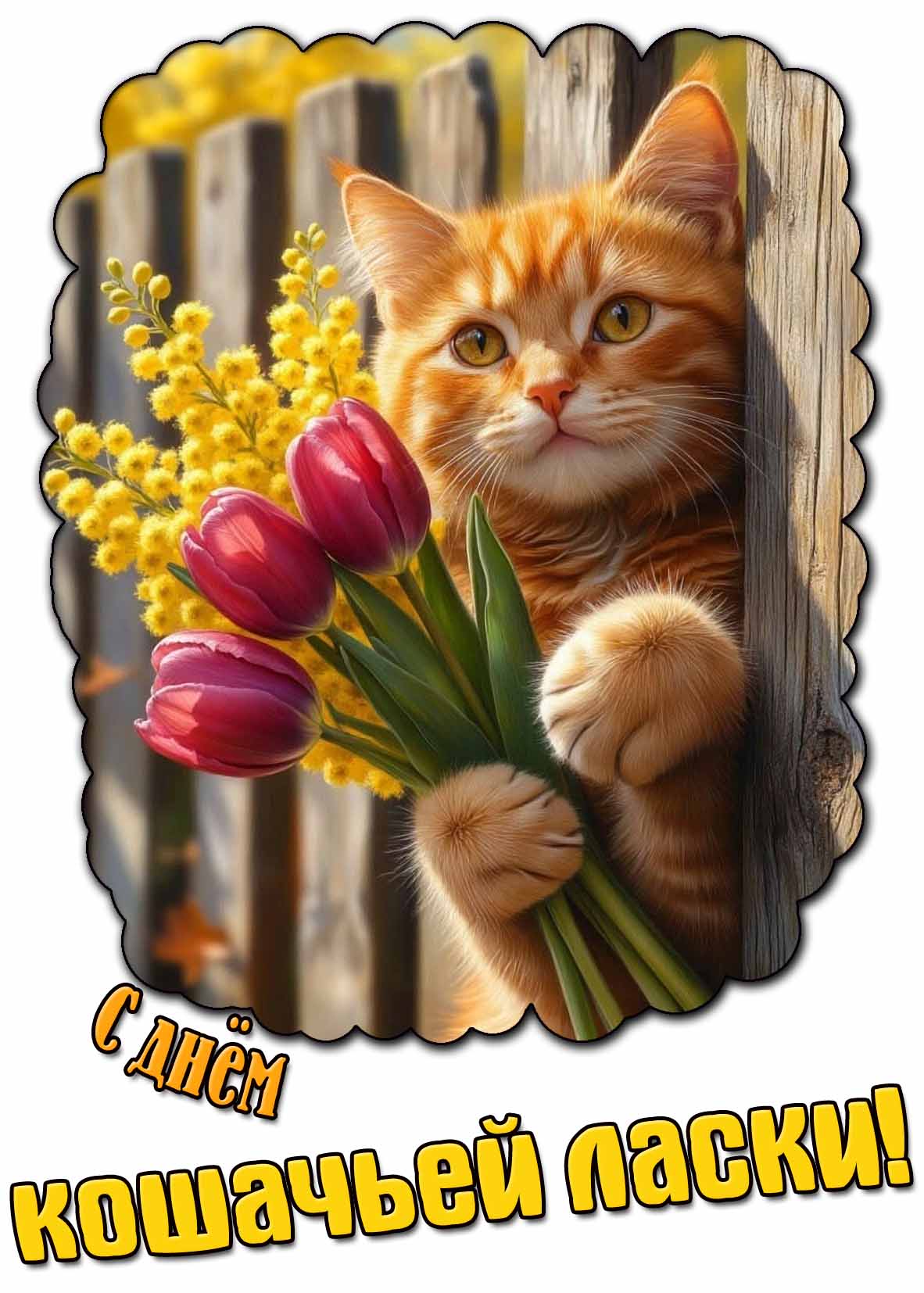 Открытка с днём кошачьей ласки