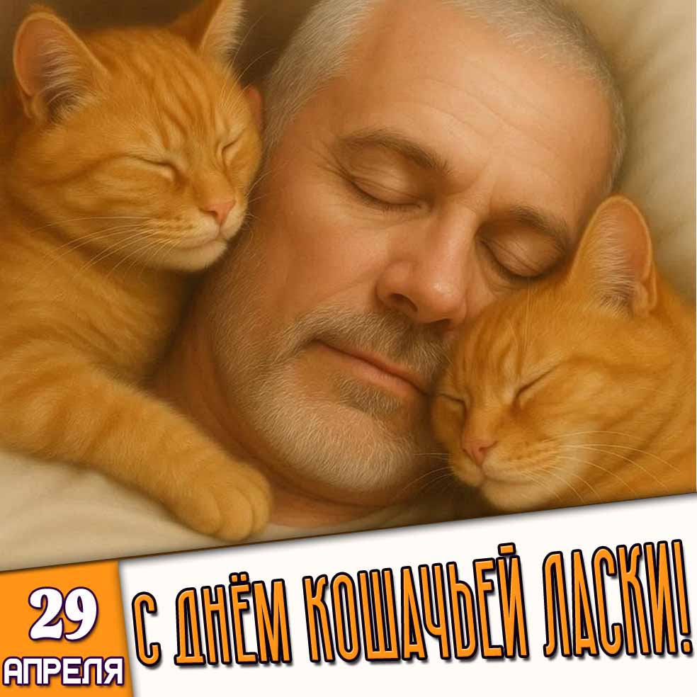 Открытка 29 апреля - с днём кошачьей ласки!