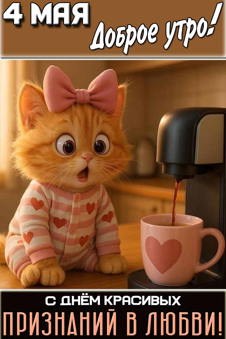 Прикольная картинка "4 мая доброе утро! С днём красивых признаний в любви!"