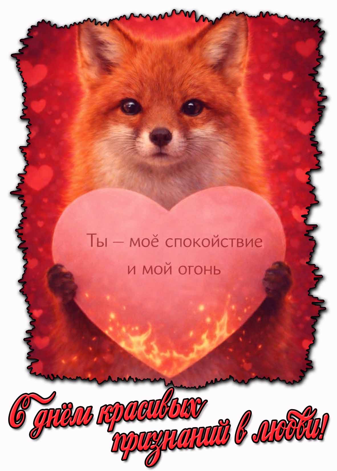 Картинка "С днём красивых признаний в любви! Ты - моё спокойствие и мой огонь!"