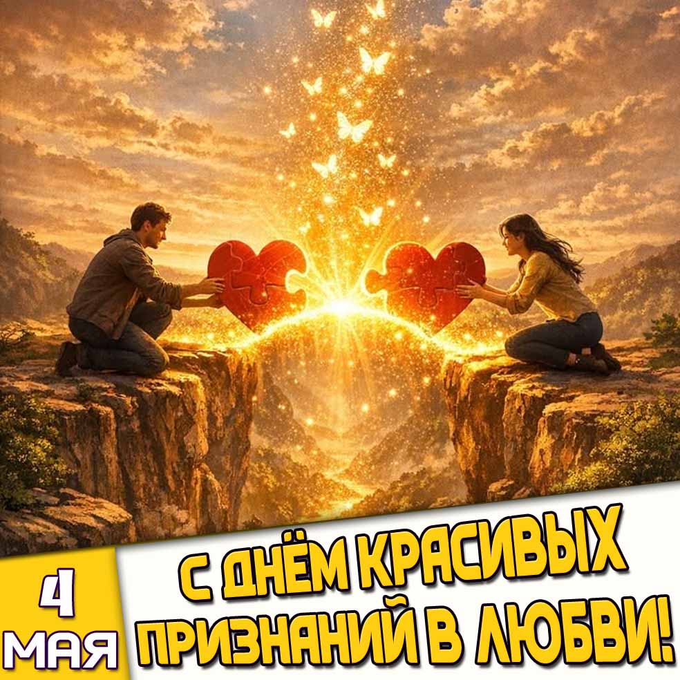 Открытка 4 мая - с днём красивых признаний в любви!