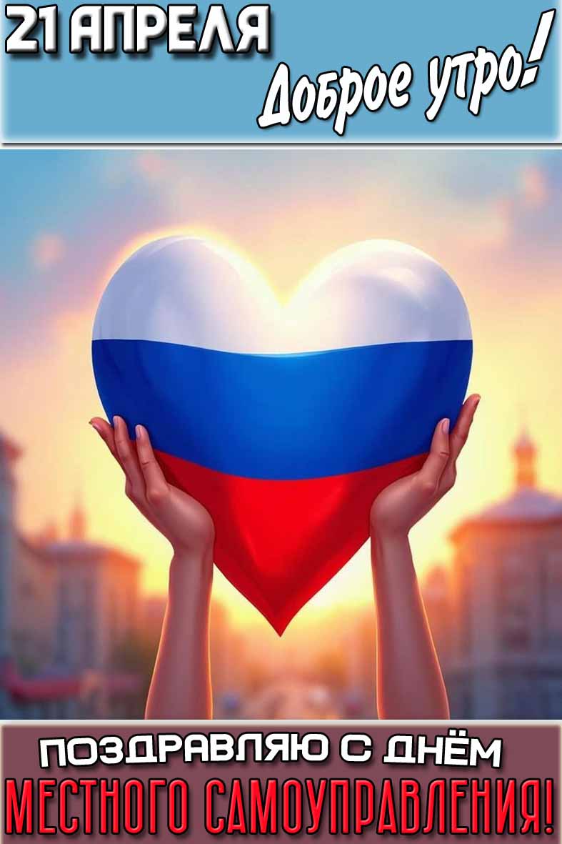 Открытка "21 апреля доброе утро! Поздравляю с днём местного самоуправления!"