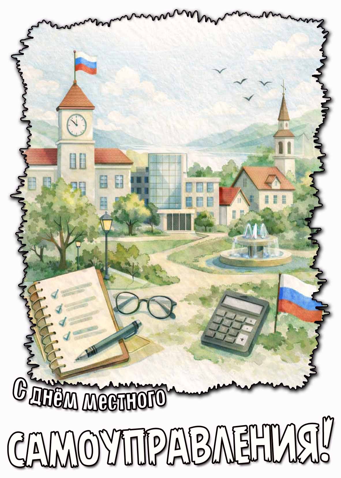 С днём местного самоуправления! - стильная открытка