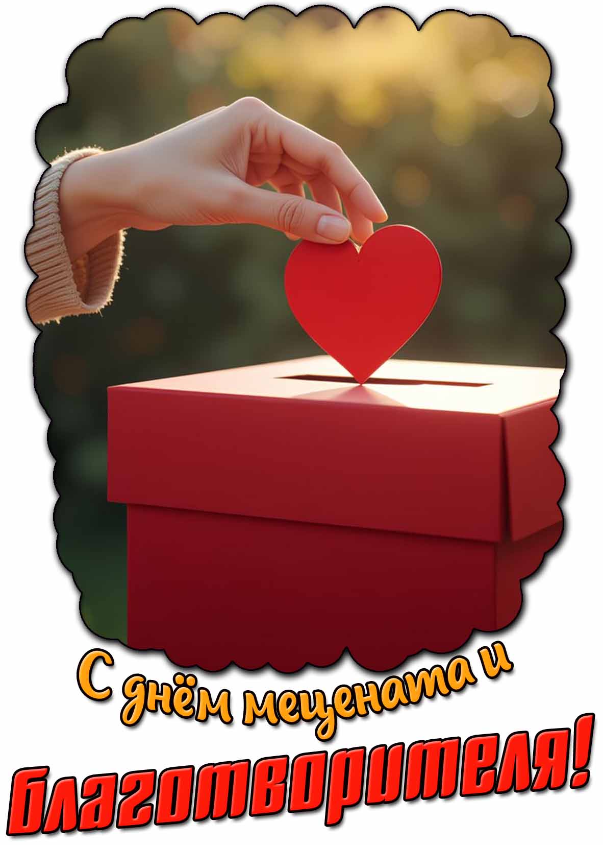 С днём мецената и благотворителя! - открытка с сердечком