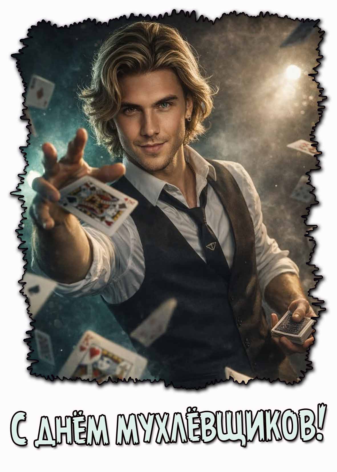 С днём мухлёвщиков! - красивая открытка