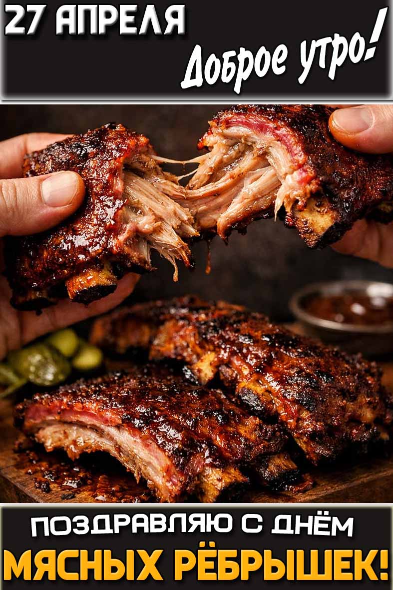 Картинка "27 апреля доброе утро! Поздравляю с днём мясных рёбрышек!"