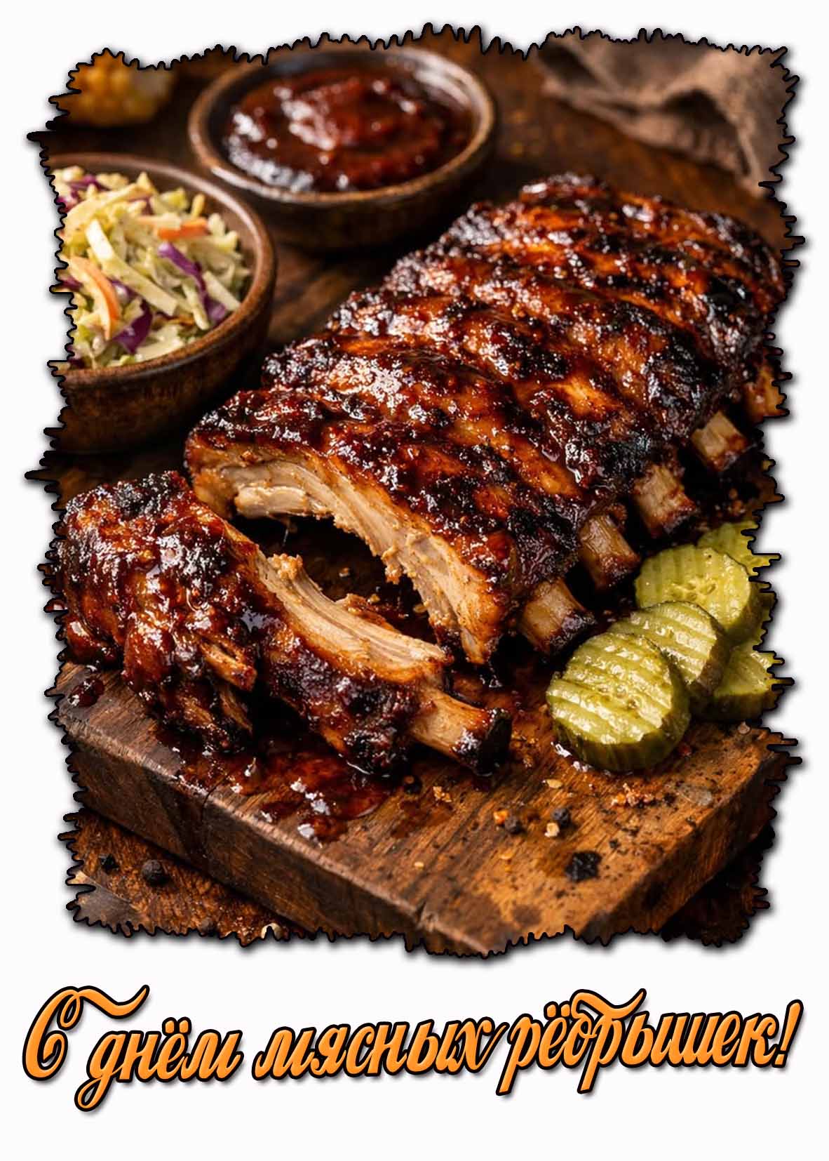 Красивая картинка с днём мясных рёбрышек