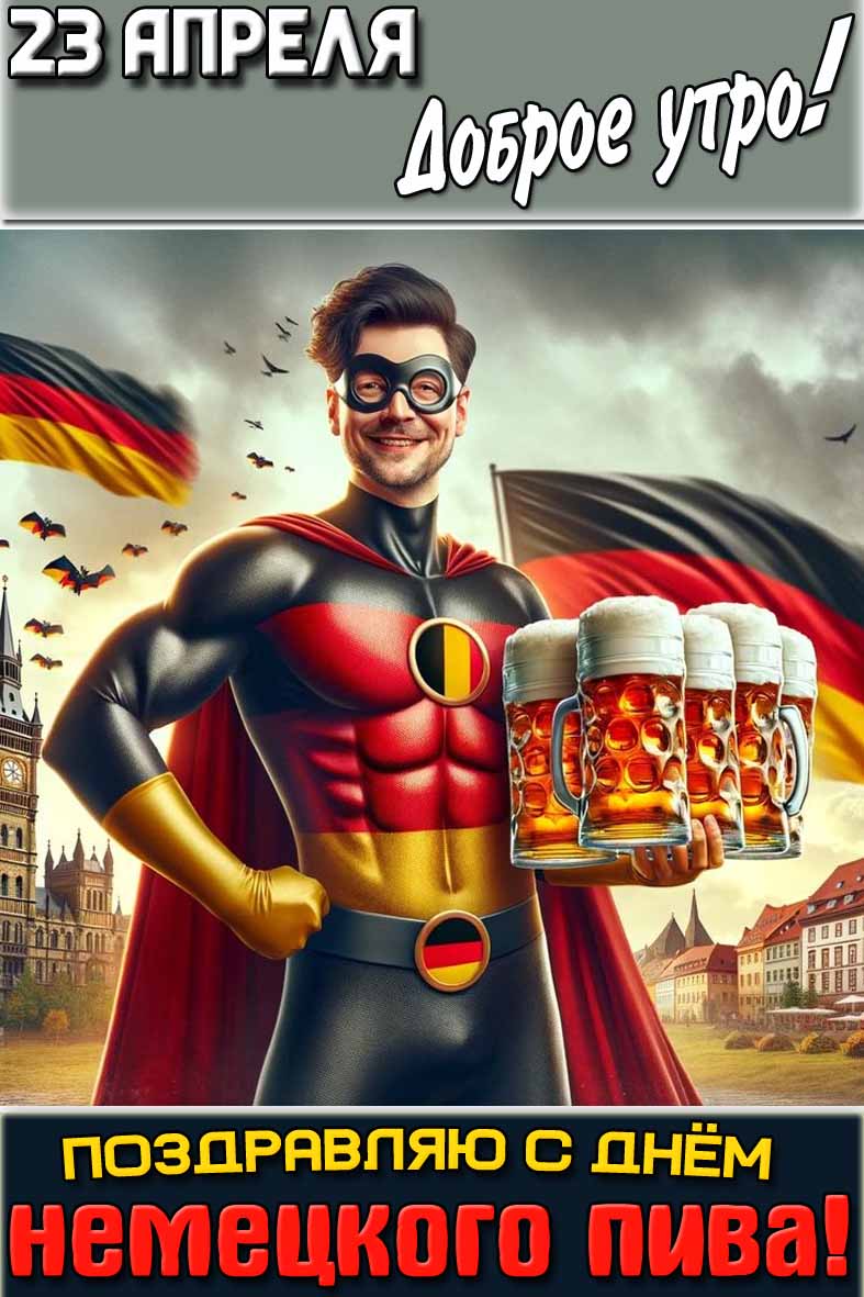 Картинка "23 апреля доброе утро! Поздравляю с днём немецкого пива!"