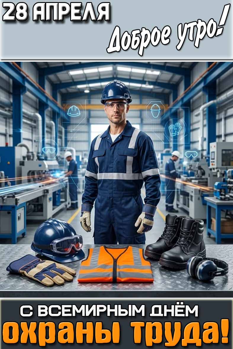 Открытка "28 апреля доброе утро! С Всемирным днём охраны труда!"