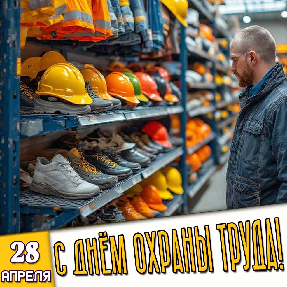 Открытка 28 апреля - с днём охраны труда!