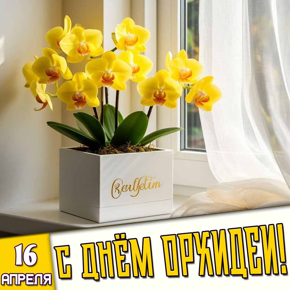 Открытка 16 апреля - с днём орхидеи!