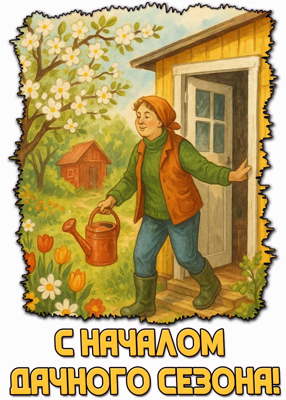 Картинка с началом дачного сезона