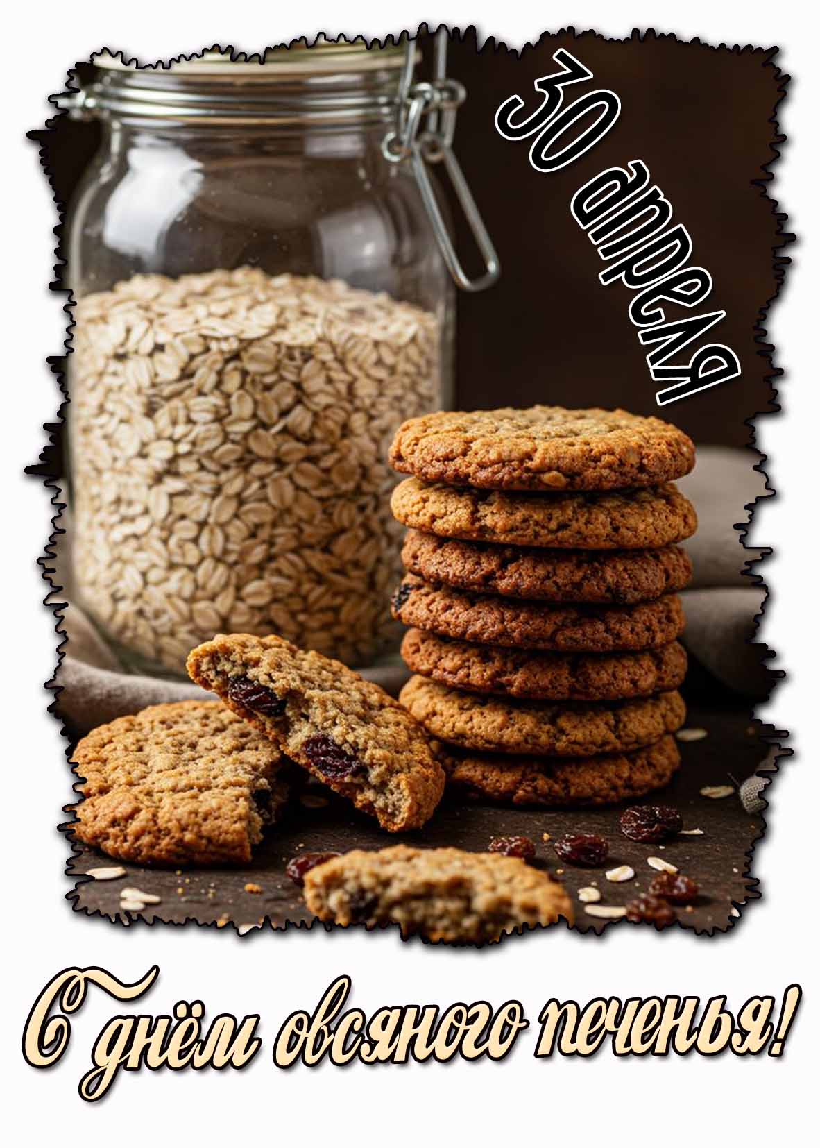 С днём овсяного печенья! - открытка на 30 апреля