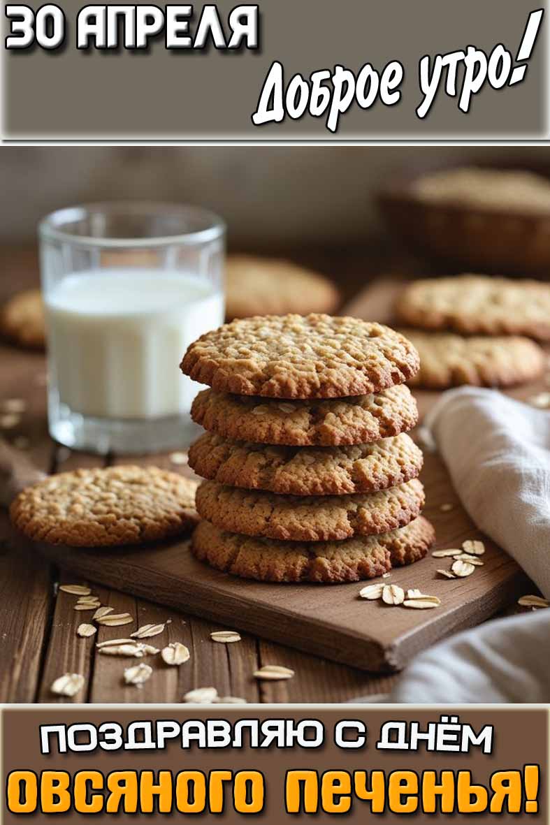 Картинка "30 апреля доброе утро! Поздравляю с днём овсяного печенья!"