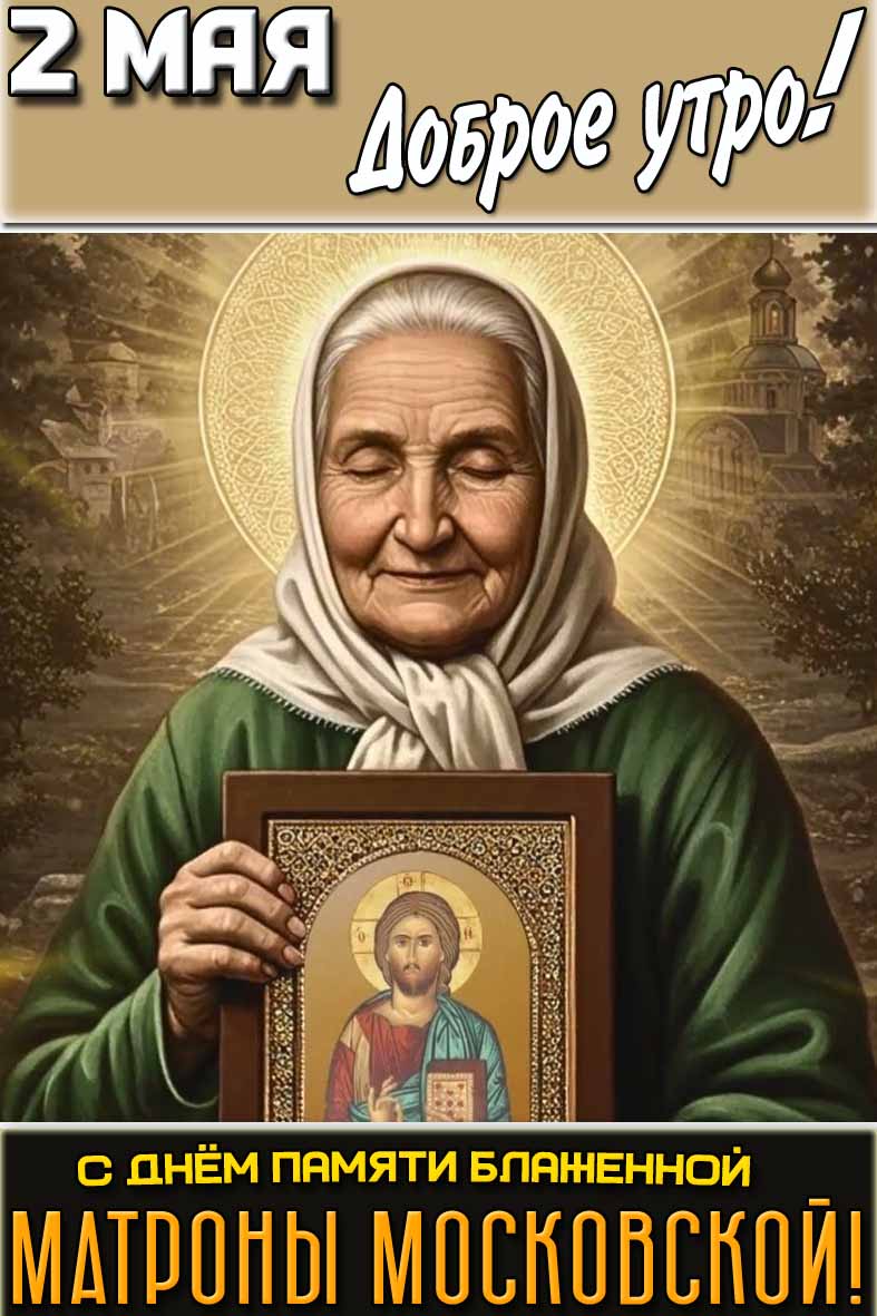 Картинка "2 мая доброе утро! С днём памяти блаженной Матроны Московской!"